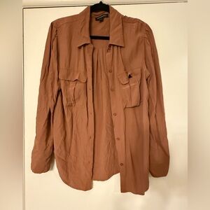 Something Navy Brown Boxy Button Down Shirt
